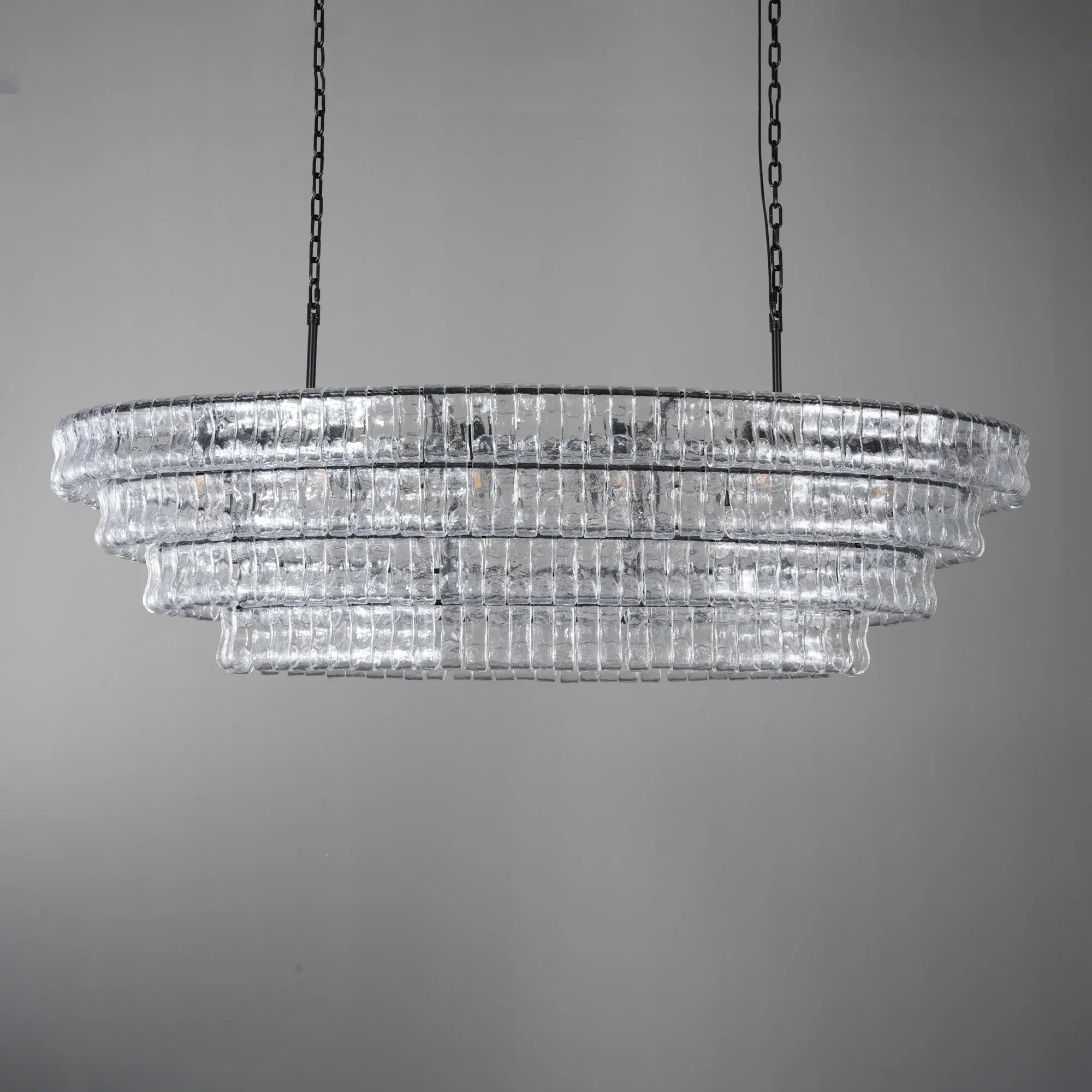 65 Inch Clear Glass Tiered Oval Chandelier - Ghiaccio
