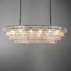 65 Inch Clear Glass Tiered Oval Chandelier - Ghiaccio