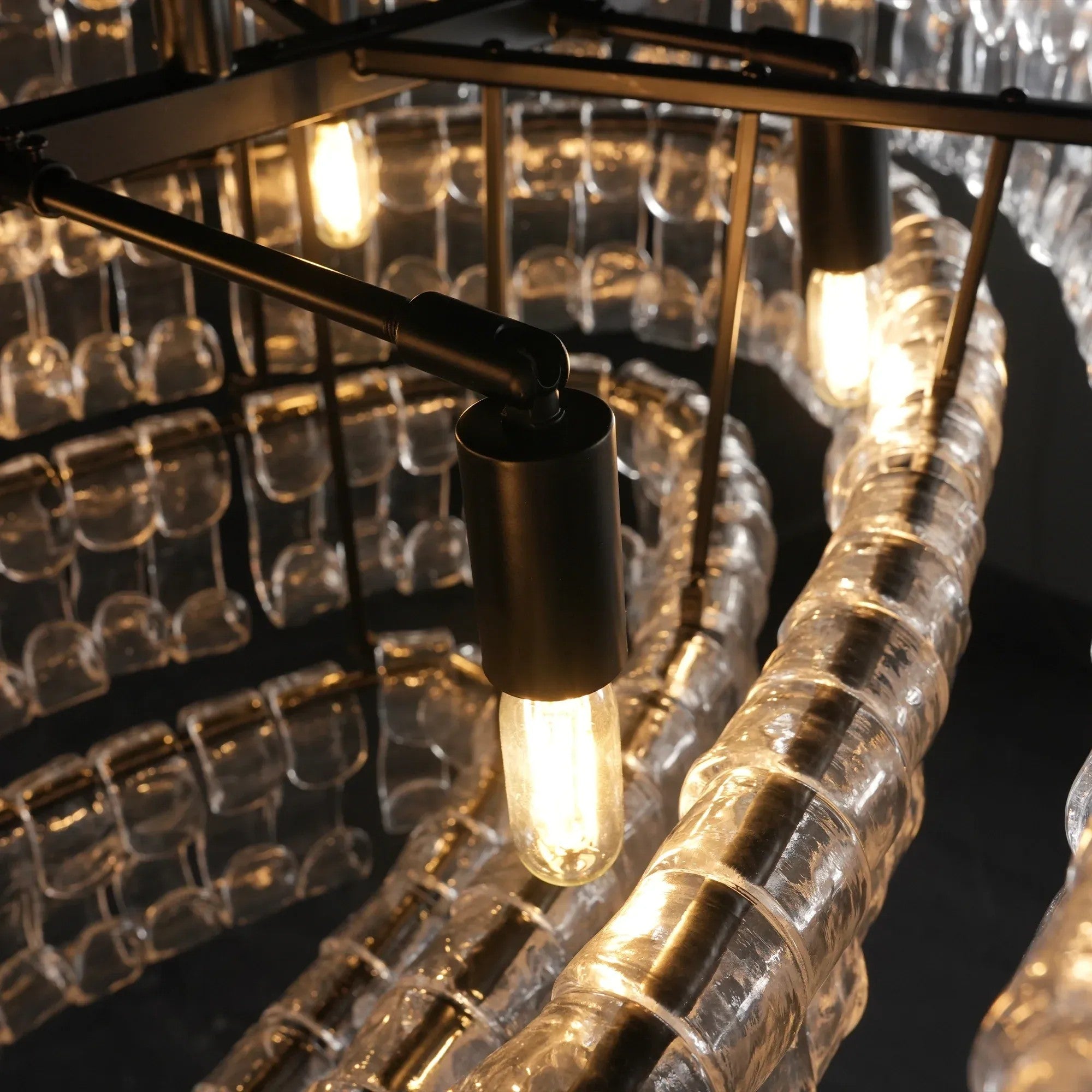 65 Inch Clear Glass Tiered Oval Chandelier - Ghiaccio