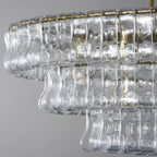 54 Inch Clear Glass Tiered Oval Chandelier - Ghiaccio