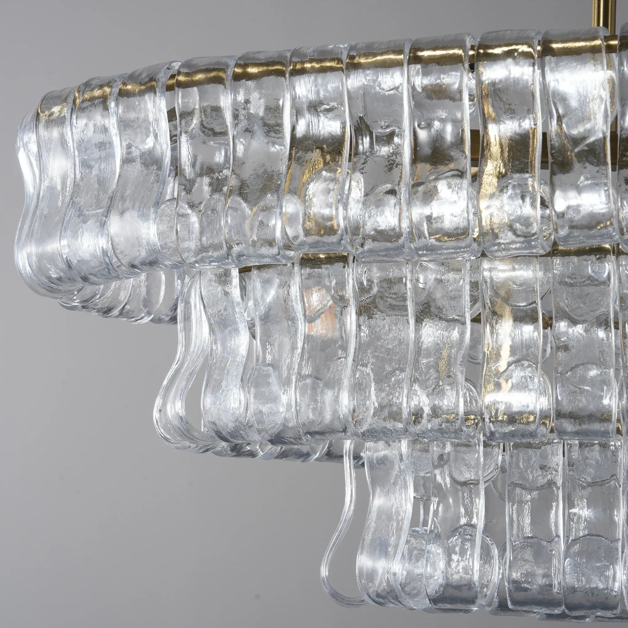 54 Inch Clear Glass Tiered Oval Chandelier - Ghiaccio