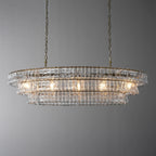 54 Inch Clear Glass Tiered Oval Chandelier - Ghiaccio