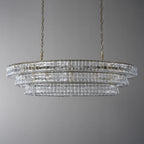 54 Inch Clear Glass Tiered Oval Chandelier - Ghiaccio