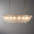 65 Inch Clear Glass Tiered Oval Chandelier - Ghiaccio