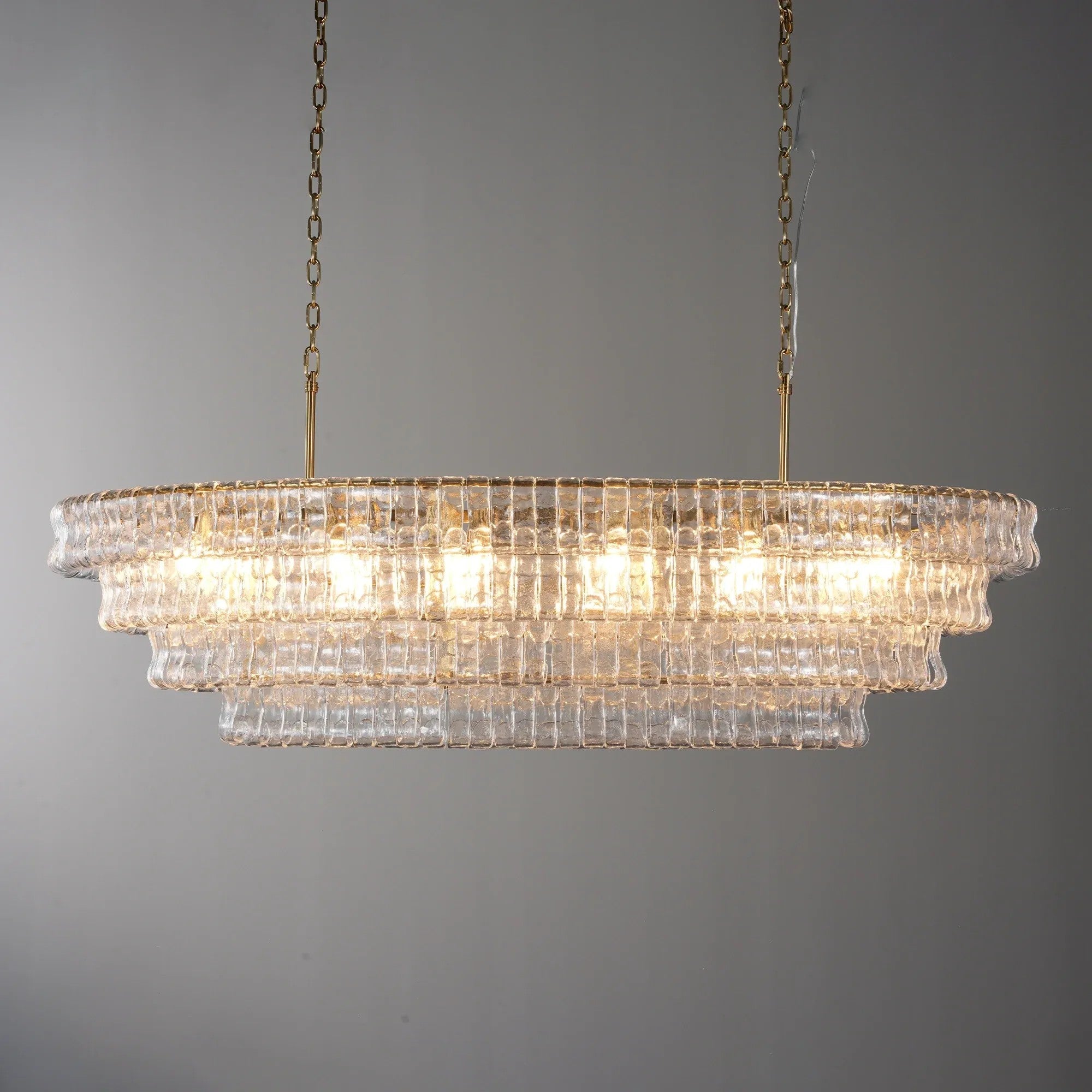 65 Inch Clear Glass Tiered Oval Chandelier - Ghiaccio