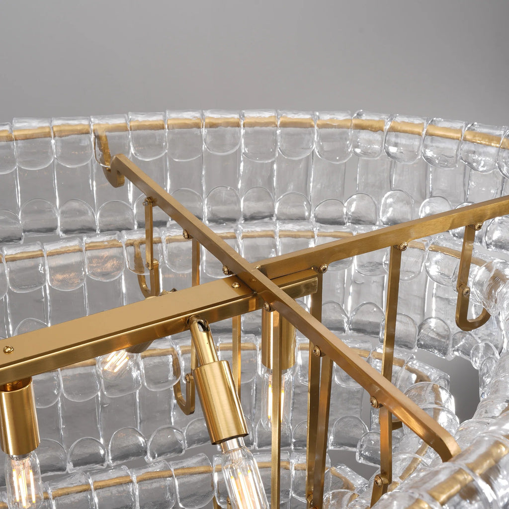 65 Inch Clear Glass Tiered Oval Chandelier - Ghiaccio