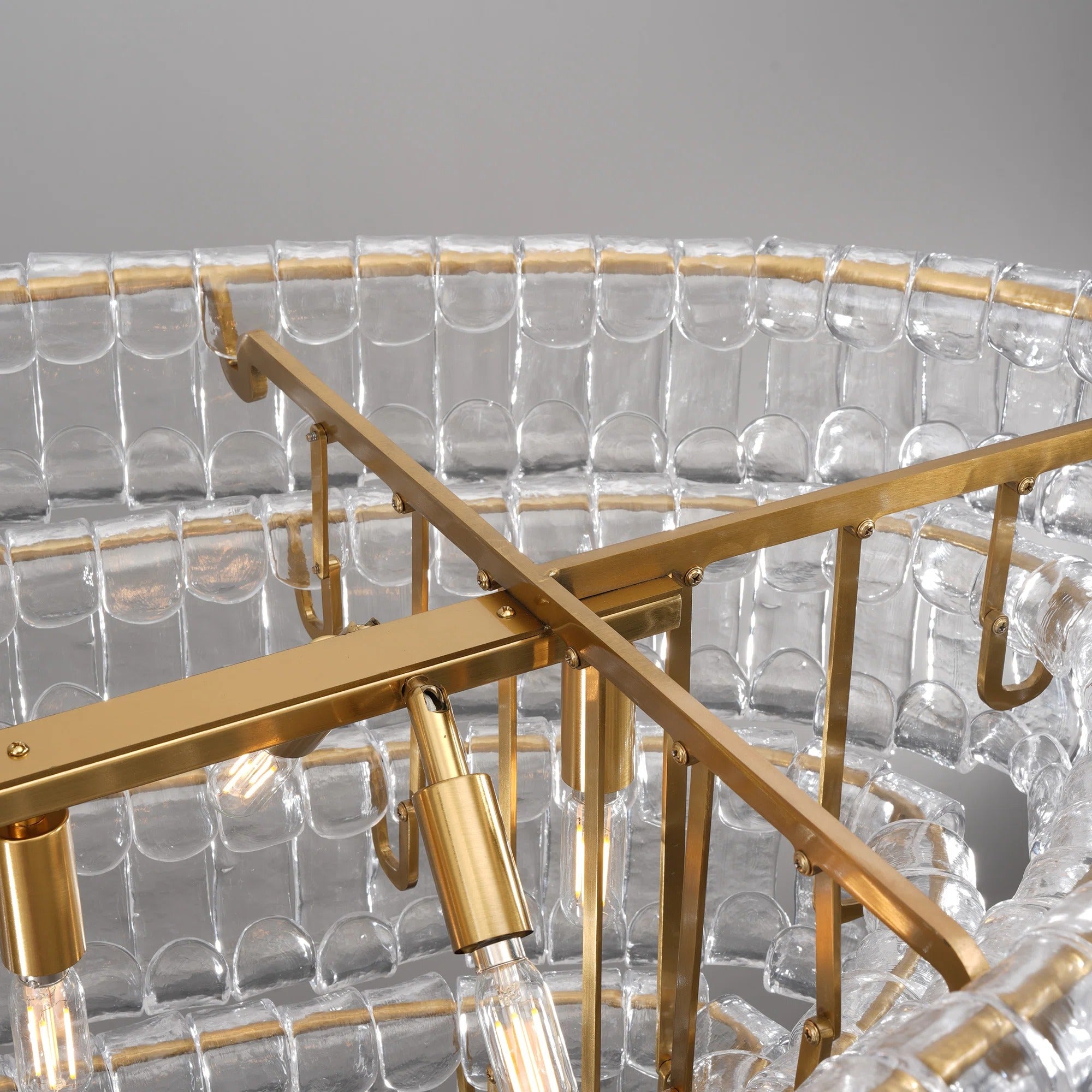 65 Inch Clear Glass Tiered Oval Chandelier - Ghiaccio