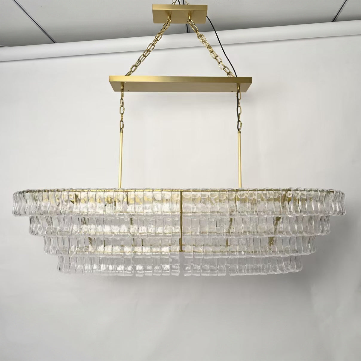 65 Inch Clear Glass Tiered Oval Chandelier - Ghiaccio