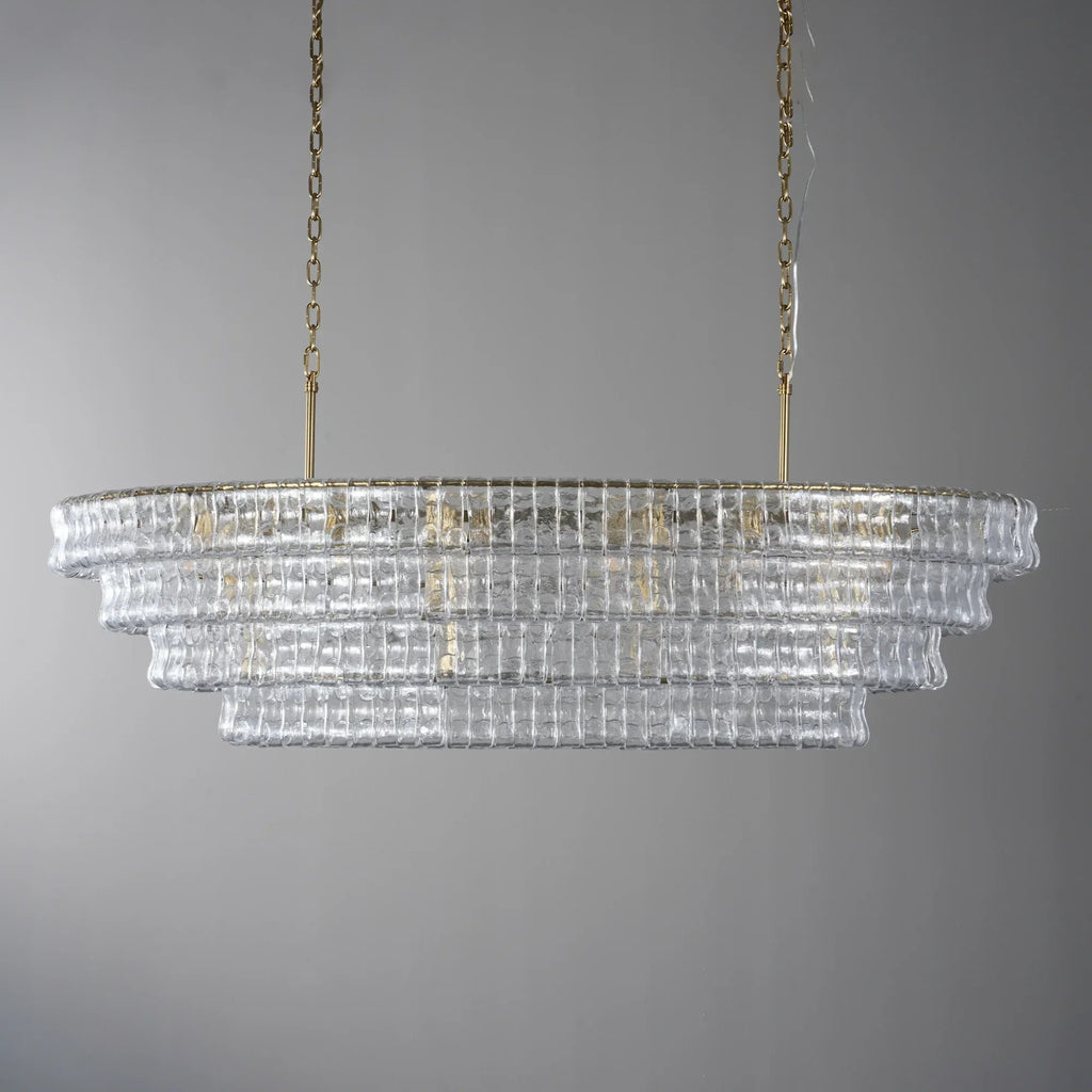 65 Inch Clear Glass Tiered Oval Chandelier - Ghiaccio