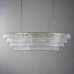 65 Inch Clear Glass Tiered Oval Chandelier - Ghiaccio