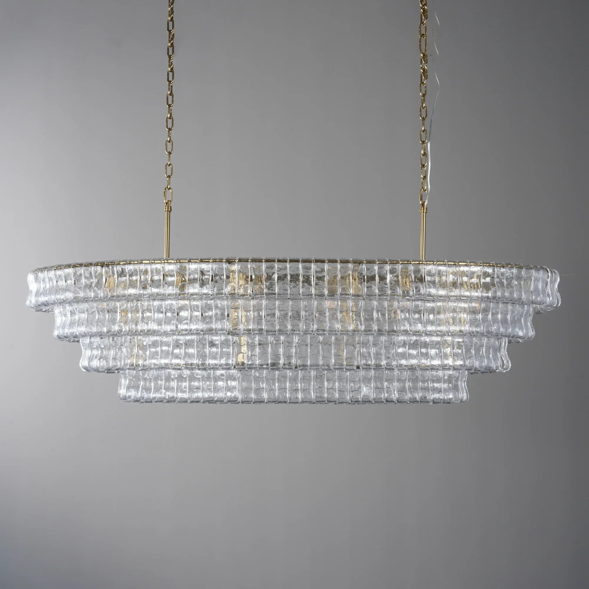 65 Inch Clear Glass Tiered Oval Chandelier - Ghiaccio