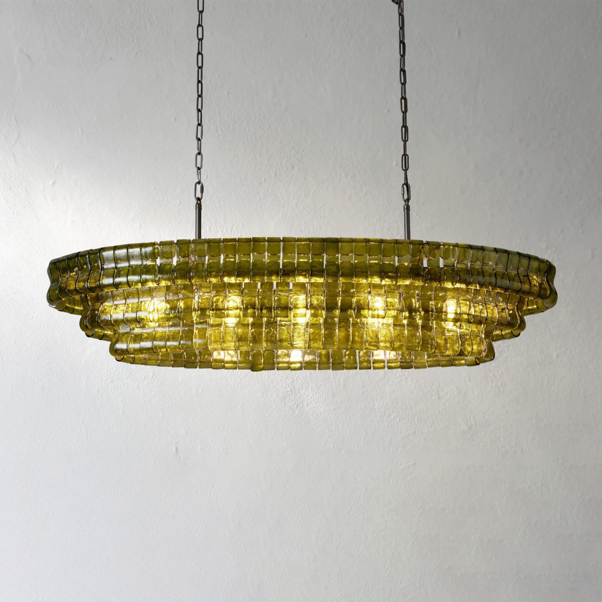 137 cm Green Glass Oval Chandelier - Ghiaccio