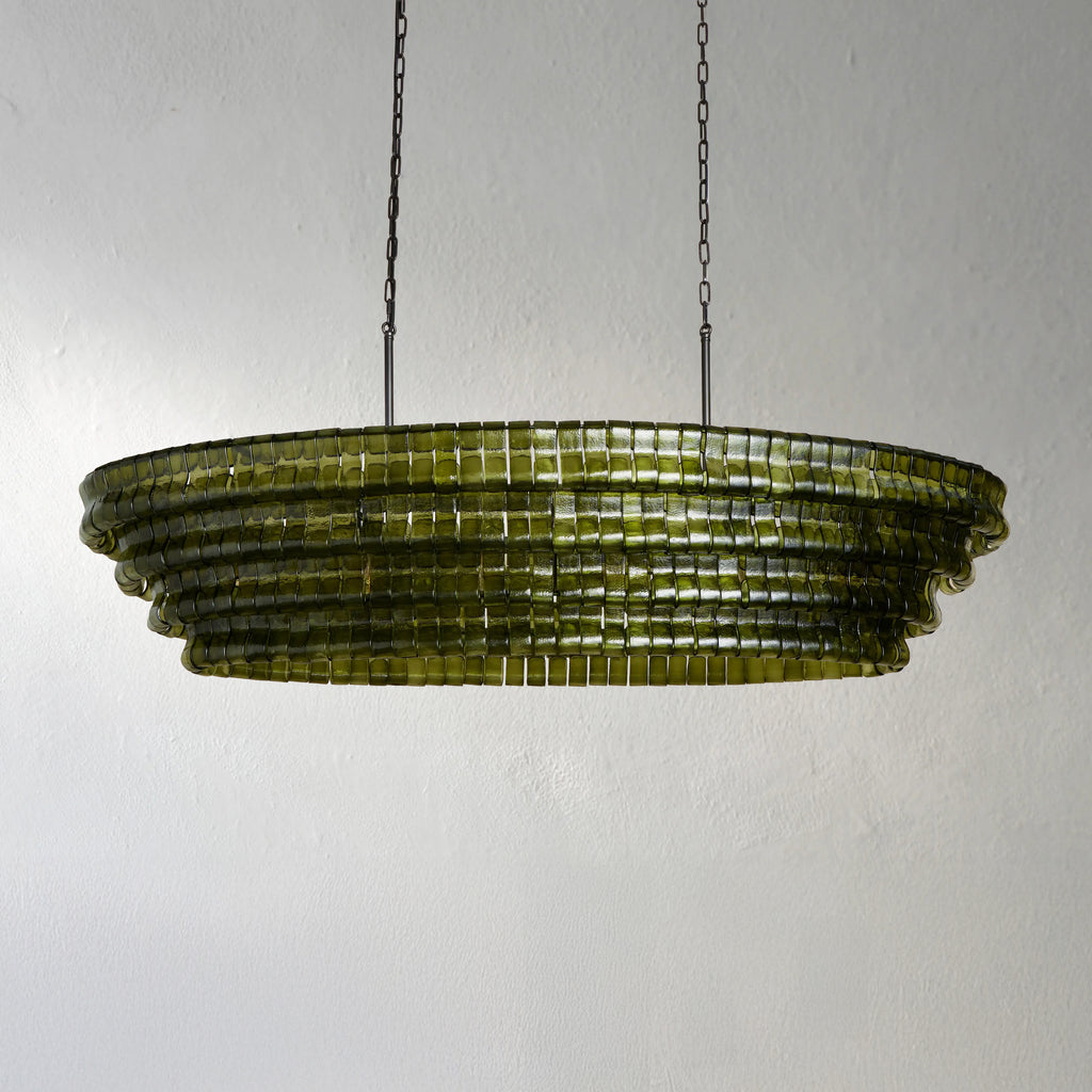 65 Inch Green Glass Oval Chandelier - Ghiaccio