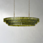 137 cm Green Glass Oval Chandelier - Ghiaccio