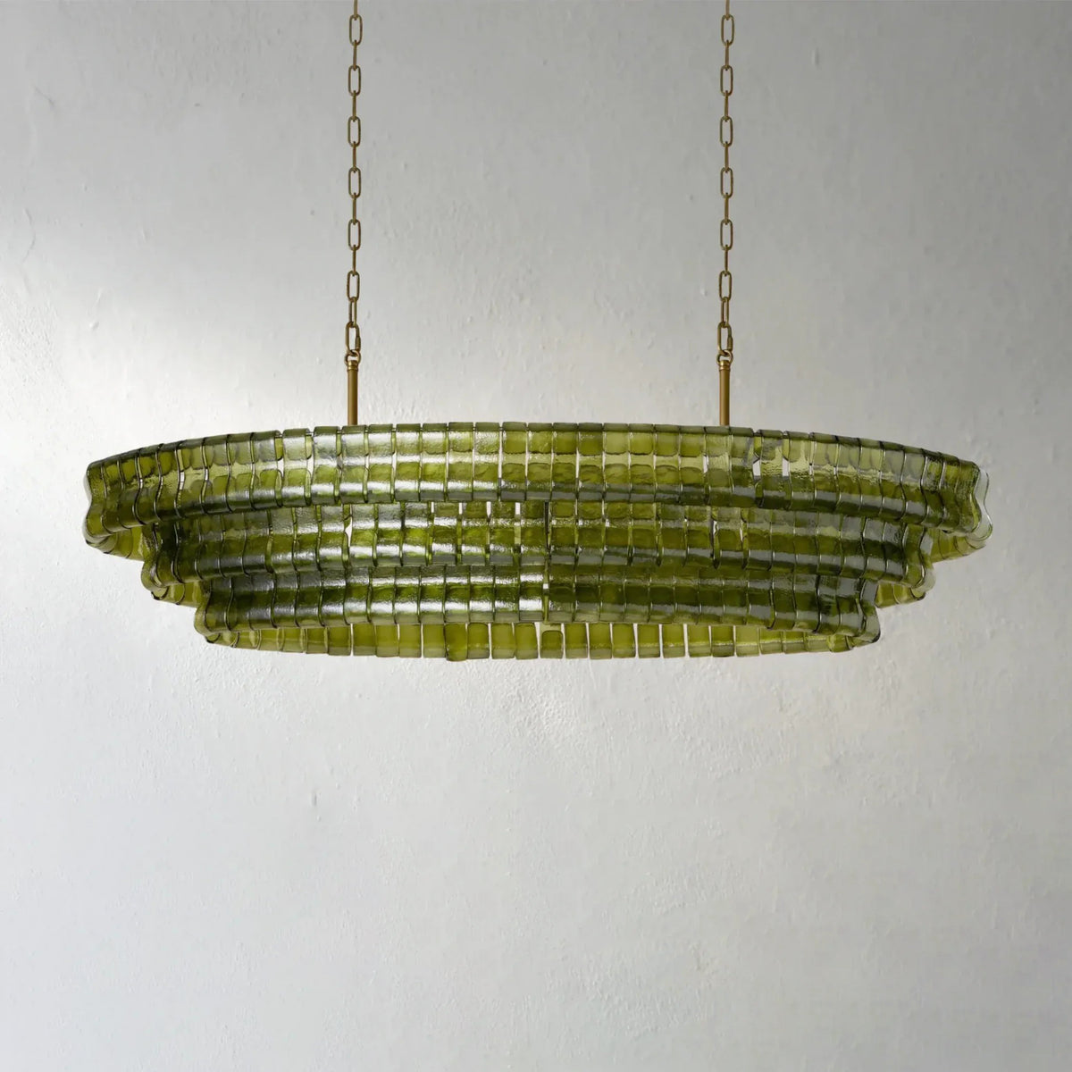 137 cm Green Glass Oval Chandelier - Ghiaccio