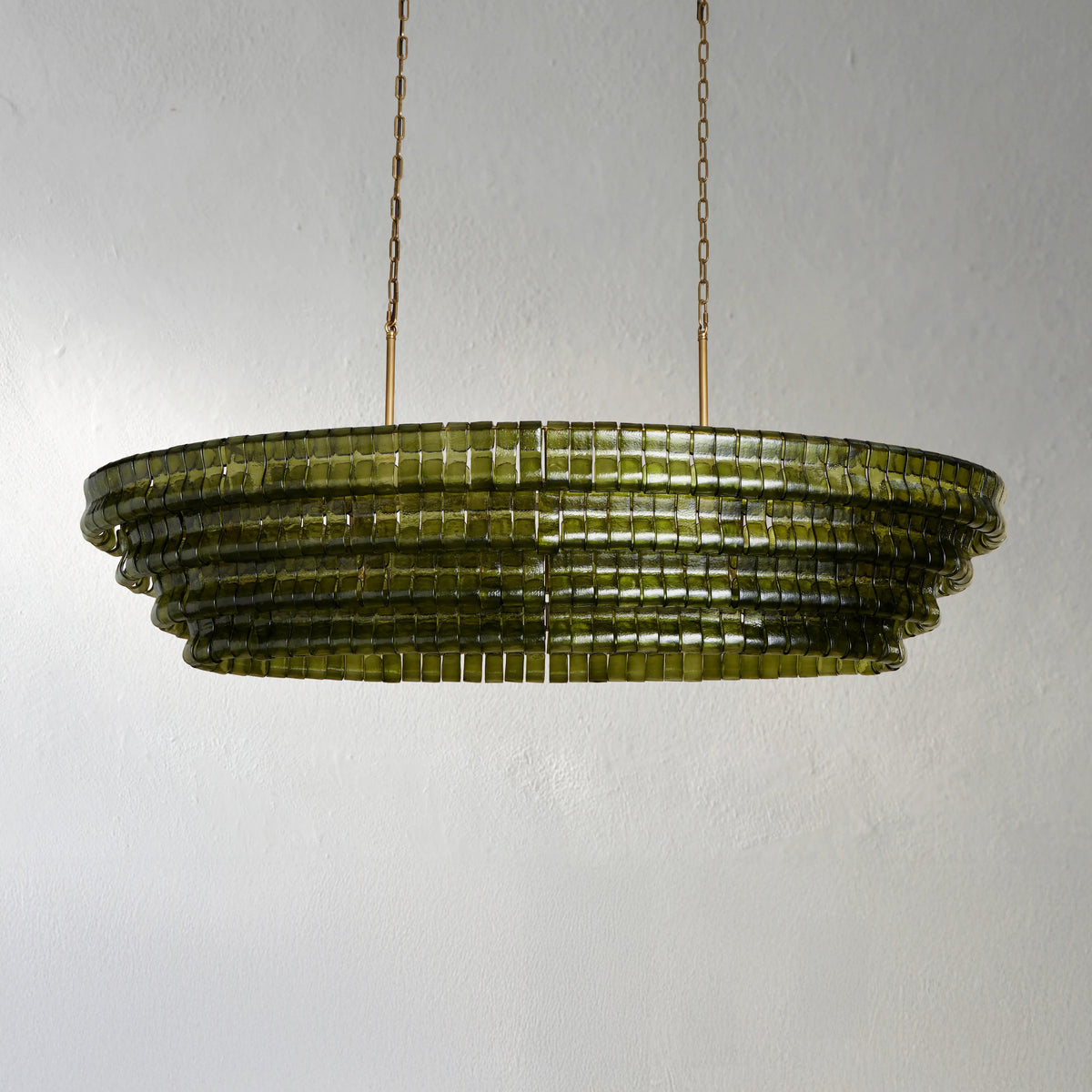 65 Inch Green Glass Oval Chandelier - Ghiaccio