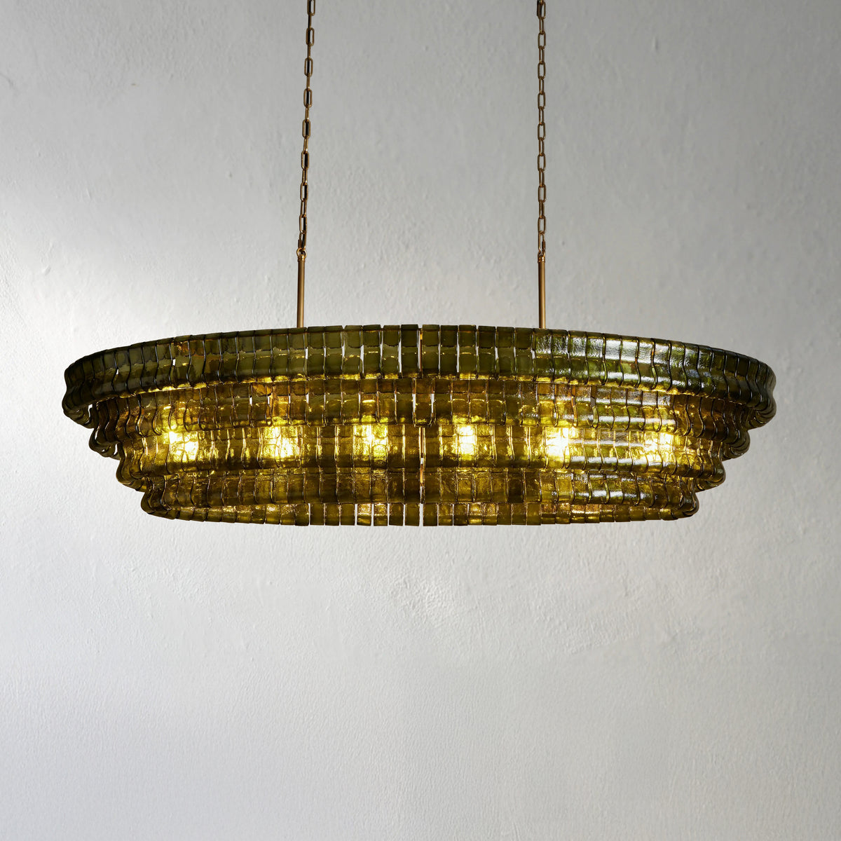65 Inch Green Glass Oval Chandelier - Ghiaccio