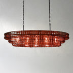 137 cm ovaler Kronleuchter aus rotem Glas - Ghiaccio