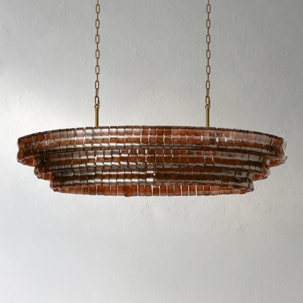137 cm ovaler Kronleuchter aus rotem Glas - Ghiaccio