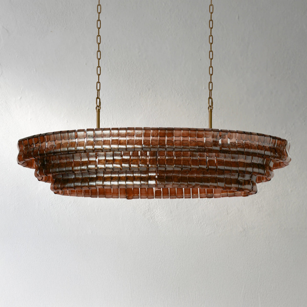 137 cm ovaler Kronleuchter aus rotem Glas - Ghiaccio