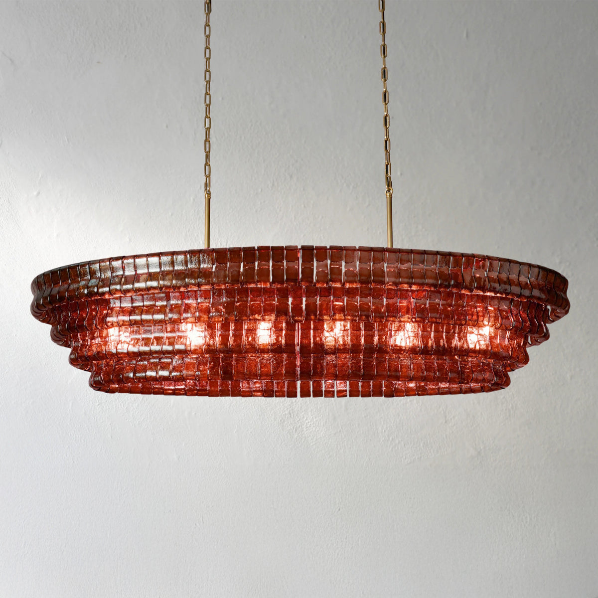 65 Inch Red Glass Oval Chandelier - Ghiaccio