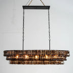 54 Inch Smoked Glass Tiered Oval Chandelier - Ghiaccio