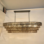 65 Inch Smoked Glass Tiered Oval Chandelier - Ghiaccio