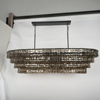 65 Inch Smoked Glass Tiered Oval Chandelier - Ghiaccio