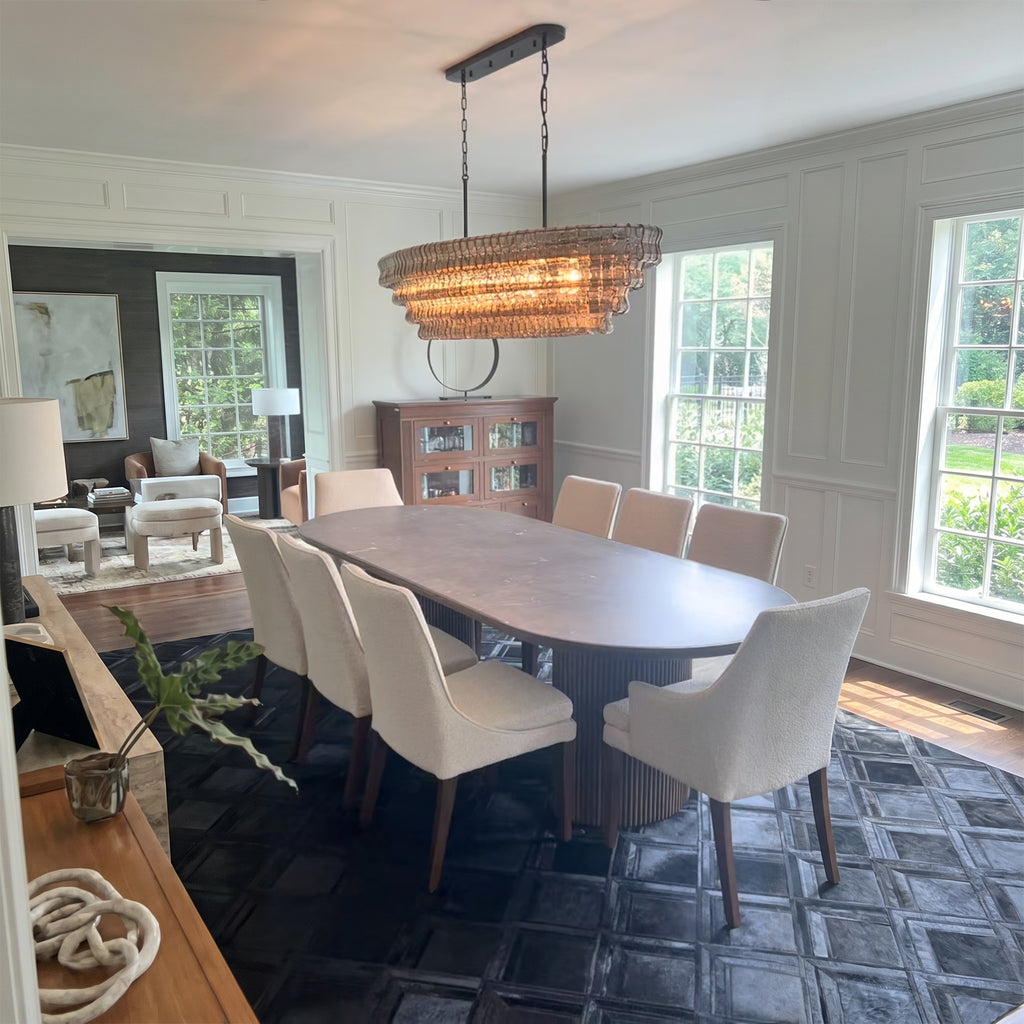 65 Inch Smoked Glass Tiered Oval Chandelier - Ghiaccio