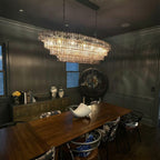 65 Inch Smoked Glass Tiered Oval Chandelier - Ghiaccio