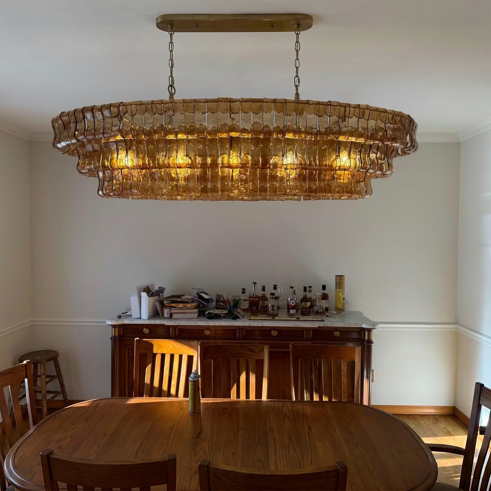 54 Inch Smoked Glass Tiered Oval Chandelier - Ghiaccio