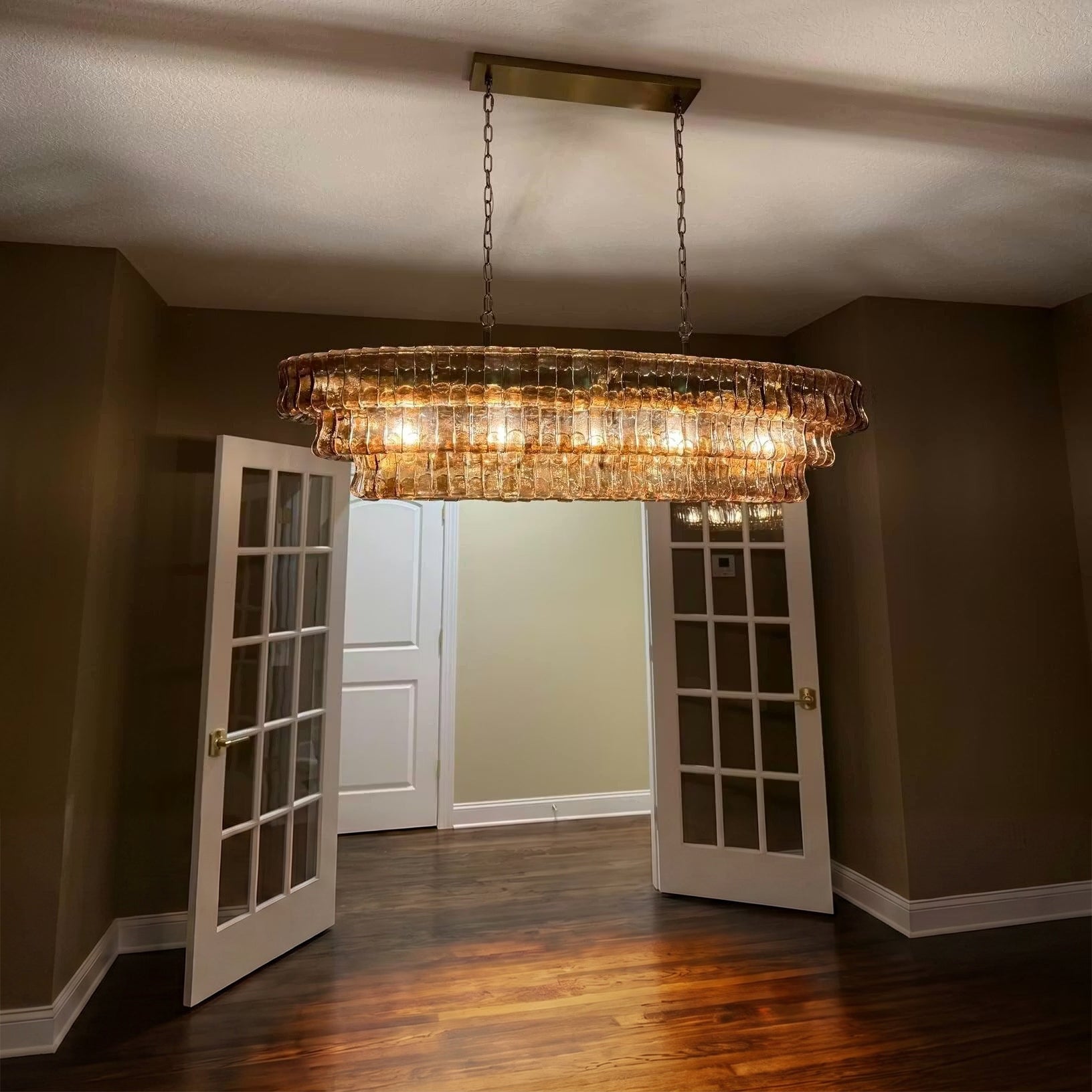 54 Inch Smoked Glass Tiered Oval Chandelier - Ghiaccio