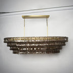 65 Inch Smoked Glass Tiered Oval Chandelier - Ghiaccio