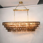 65 Inch Smoked Glass Tiered Oval Chandelier - Ghiaccio