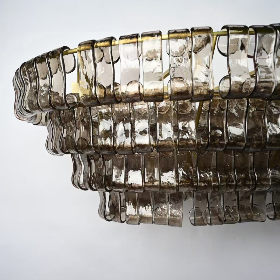 65 Inch Smoked Glass Tiered Oval Chandelier - Ghiaccio