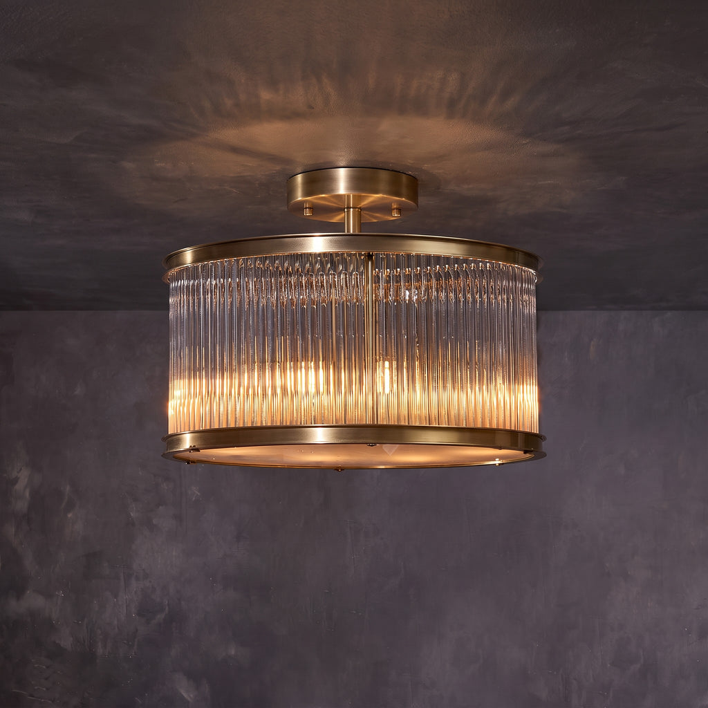 20 Inch Glass Rod Drum Flush Mount - Amadeo