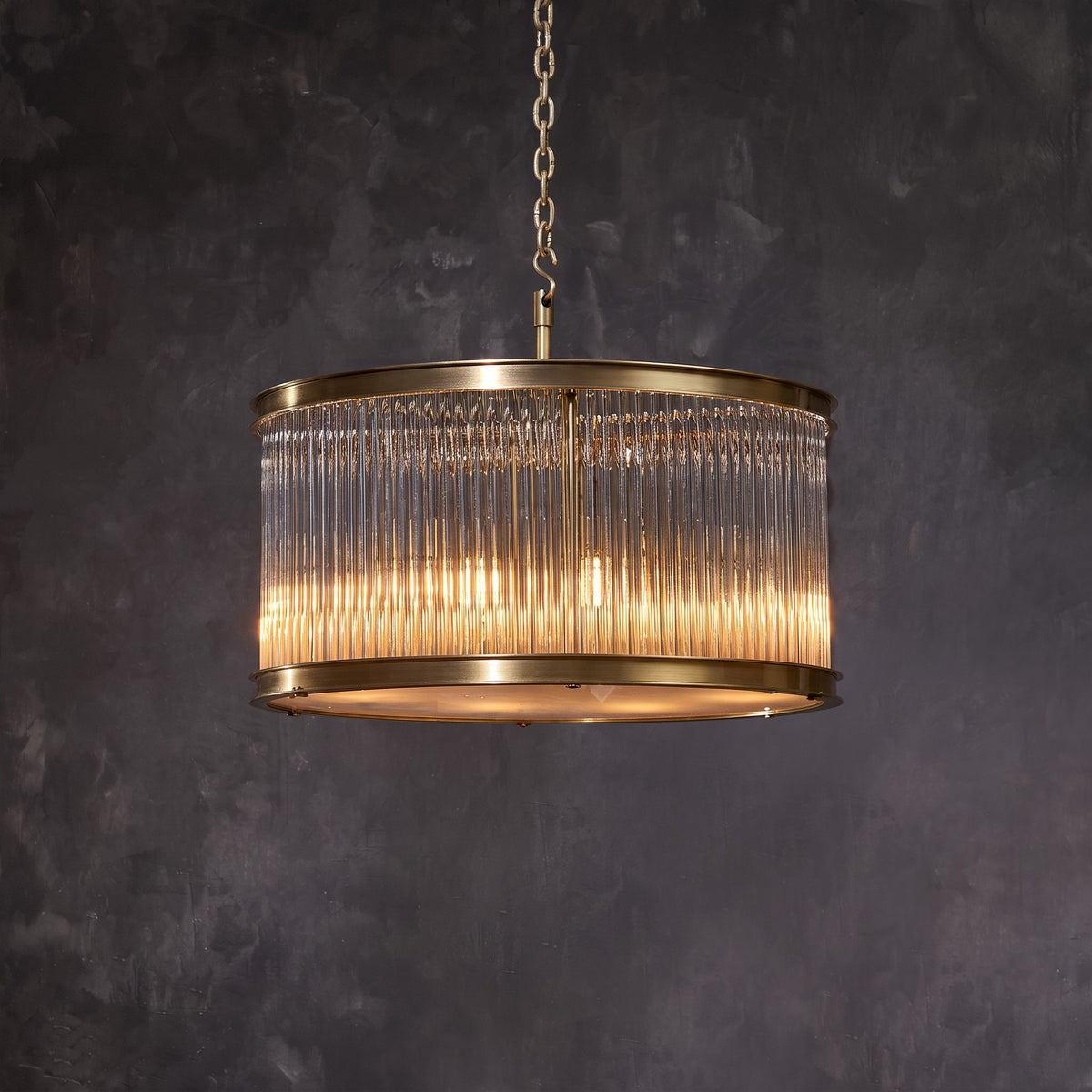 20 Inch Glass Rod Drum Pendant Light - Amadeo