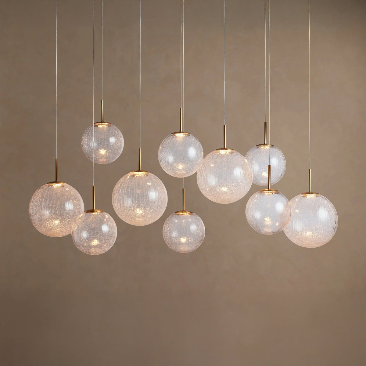 140 cm Textured Glass Globe Linear Pendant Chandelier - Casen