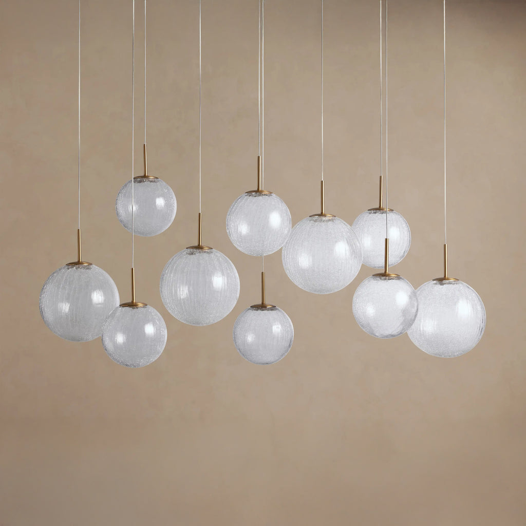 140 cm Textured Glass Globe Linear Pendant Chandelier - Casen