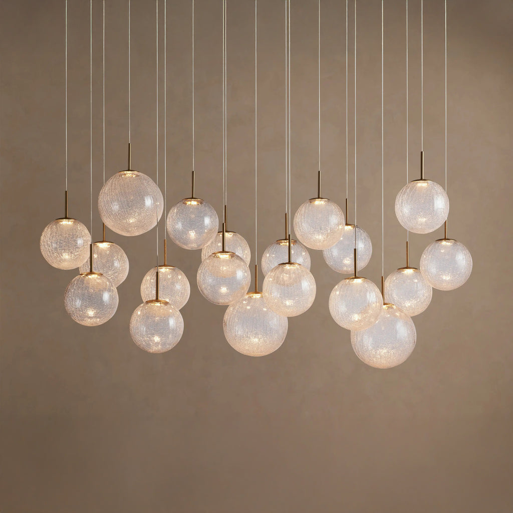 165 cm Textured Glass Globe Linear Pendant Chandelier - Casen
