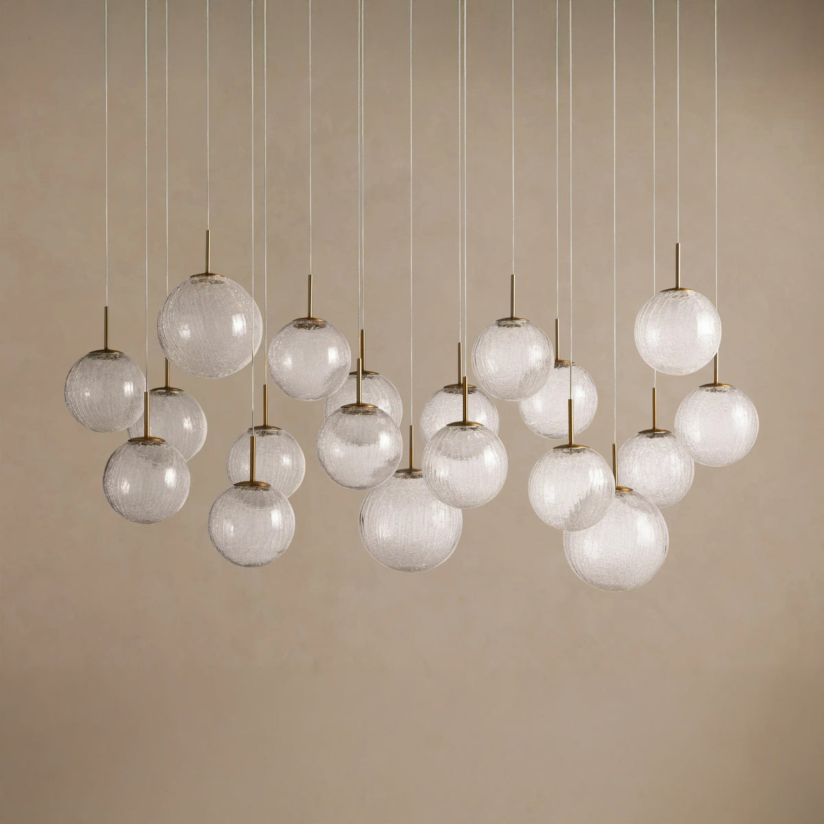 165 cm Textured Glass Globe Linear Pendant Chandelier - Casen
