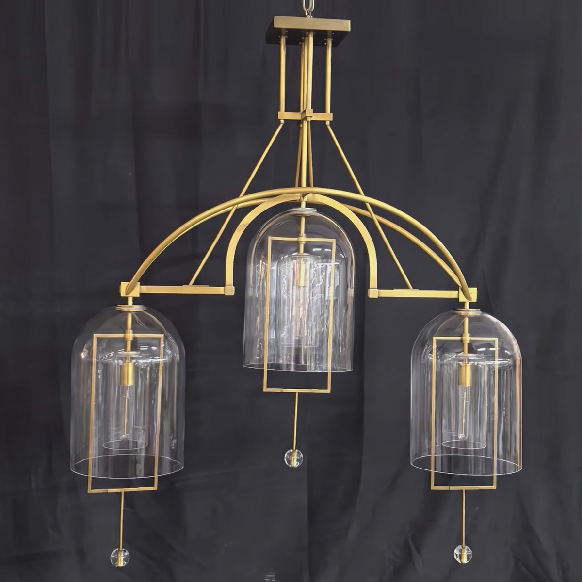 122 cm Bell Glass Linear Chandelier - Fulcrum