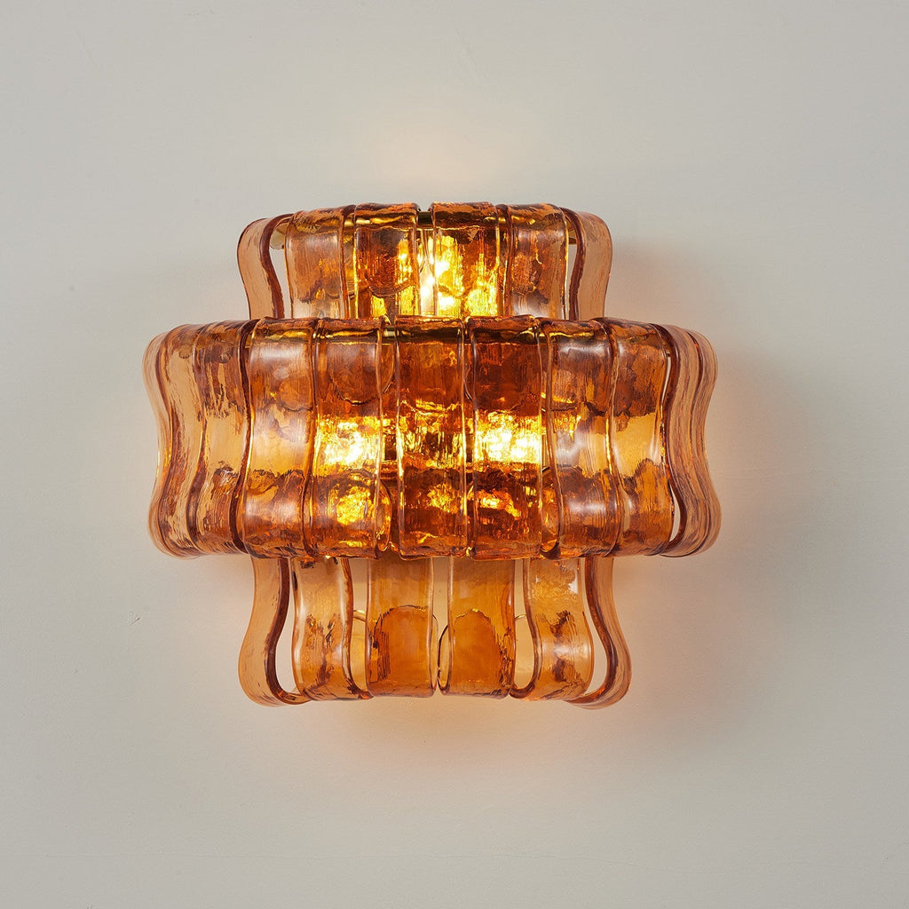30 cm Wandleuchte aus bernsteinfarbenem Glas - Ghiaccio
