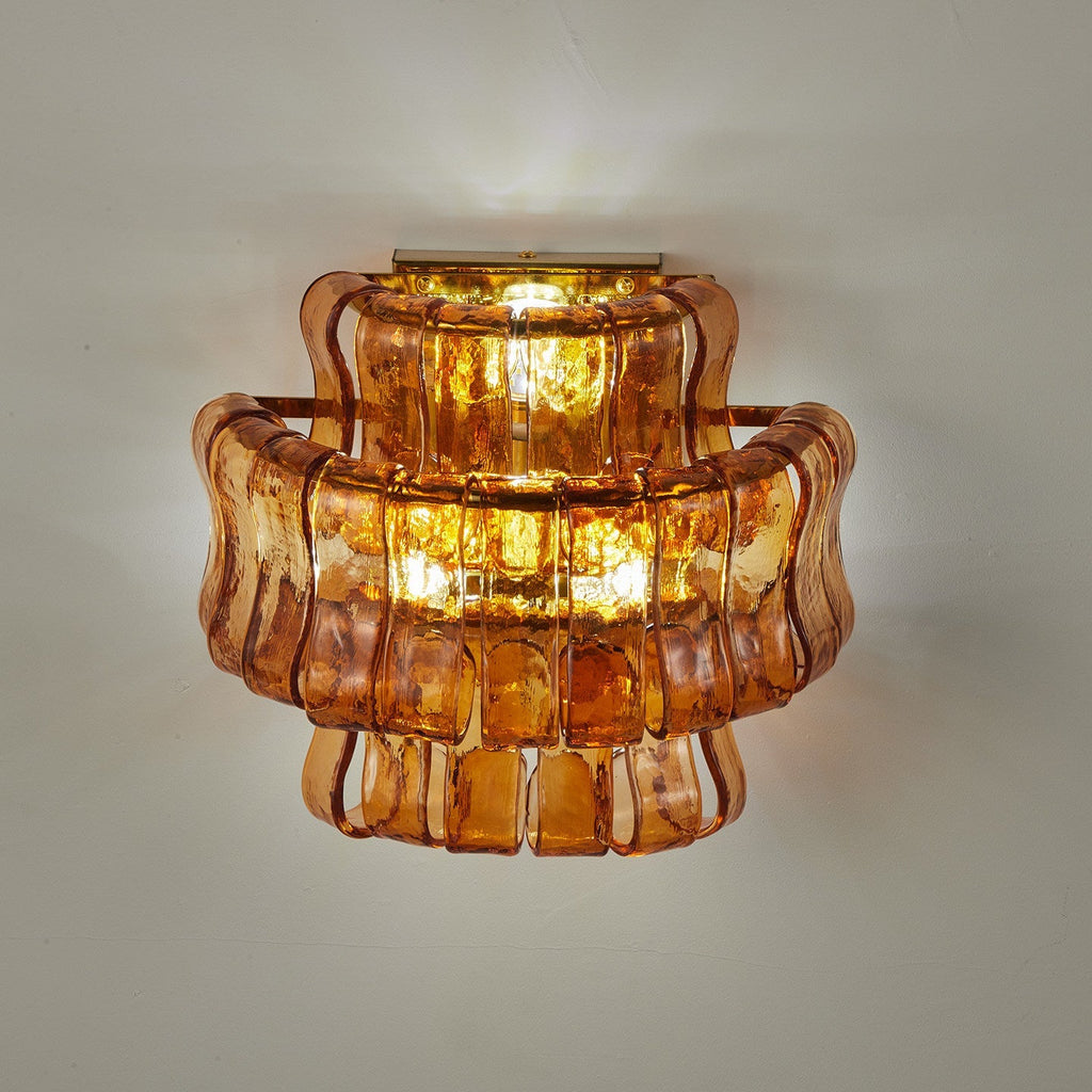 30 cm Wandleuchte aus bernsteinfarbenem Glas - Ghiaccio