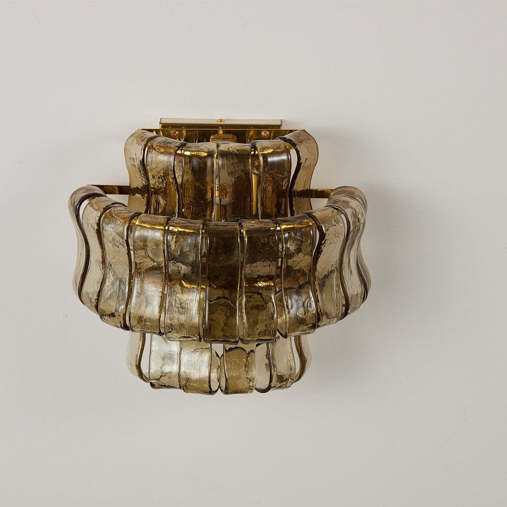 12 Inch Smoked Glass Wall Sconce - Ghiaccio