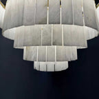 44 Inch Alabaster Tiered Chandelier - Glace