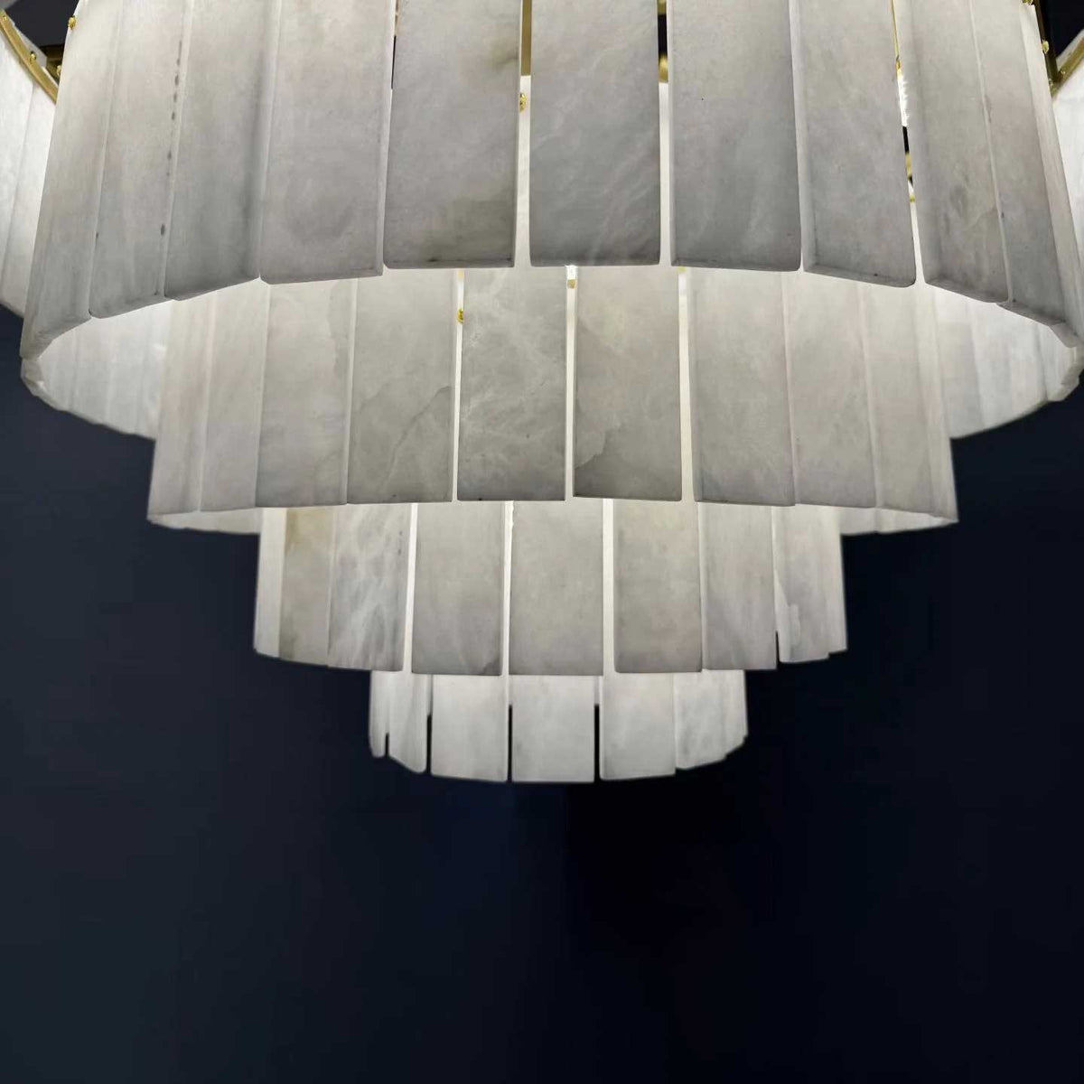 44 Inch Alabaster Tiered Chandelier - Glace