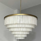 44 Inch Alabaster Tiered Chandelier - Glace