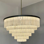 44 Inch Alabaster Tiered Chandelier - Glace