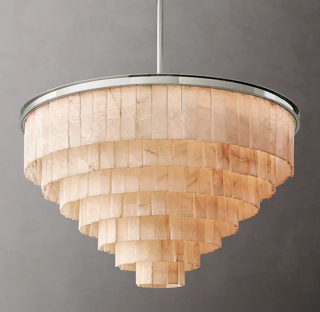 44 Inch Alabaster Tiered Chandelier - Glace